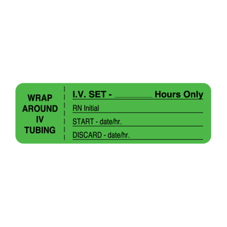 NEVS CMA Hourly IV Tubing -I.V. Set, Hours Only 15/16" x 3" Flr Green w/Blk NTUBE-4363